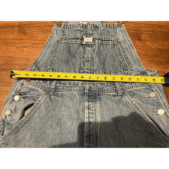 Calvin Klein Jeans Denim Overalls Large 100% Cotton Light Wash Paint Marks VTG - Picture 9 of 12